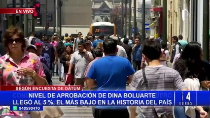 Dina Boluarte: aprobación cae a un 5%, la más baja para un presidente desde 1989