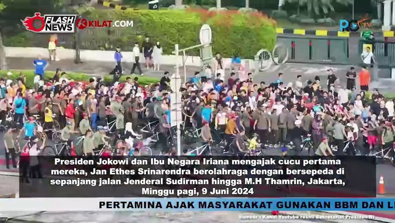 Jokowi Ajak Ibu Iriana dan Jan Ethes CFD Naik Sepeda di Kawasan Thamrin