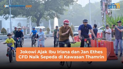 Jokowi Ajak Ibu Iriana dan Jan Ethes CFD Naik Sepeda di Kawasan Thamrin