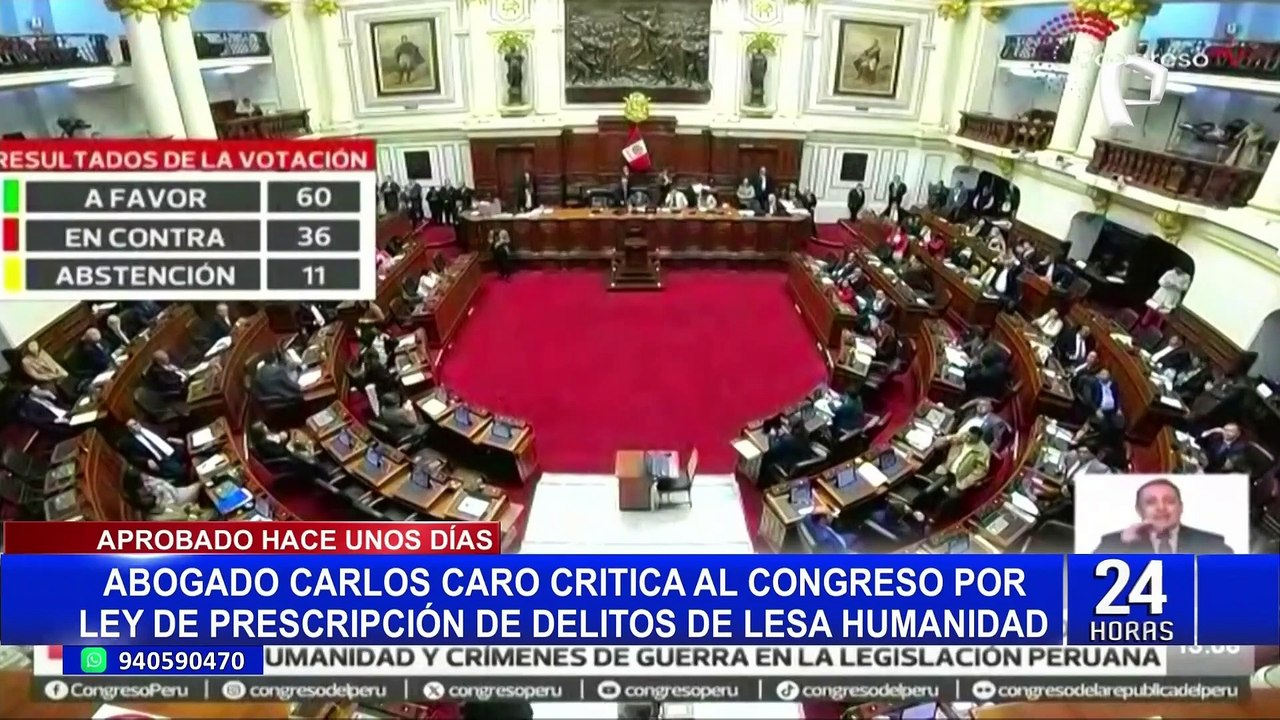 Carlos Caro critica al Congreso por proyecto que establece prescripción de delitos de lesa humanidad