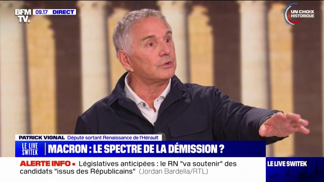 Législatives: Ils n'ont aucun intérêt, le Rassemblement national, qu'Emmanuel Macron démissionne , réagit Patrick Vignal