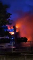 Dramatic footage of double decker bus on fire at Burnley bus station on Monday evening (June 10th)