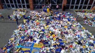 Drone footage of the tributes to Rob Burrow at Headingley Stadium