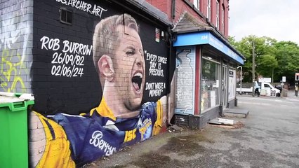 A mural of the late Leeds Rhino's player Rob Burrow