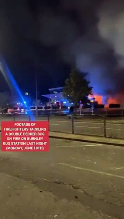 Five fire engines were called to the scene of a double decker bus blaze on Burnley bus station last night