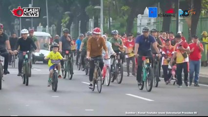 Momen Jokowi dan Iriana Bersepeda Bersama Jan Ethes di Bundaran HI Jakarta