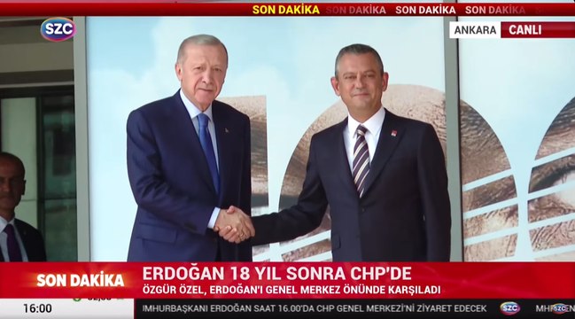 18 yıl sonra tarihi ziyaret... Erdoğan, CHP Genel Merkezi'nde Özgür Özel ile görüşüyor