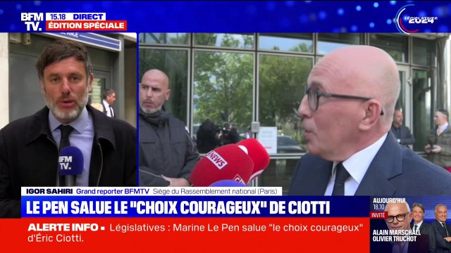 Proposition d'alliance LR/RN: Marine Le Pen salue le choix courageux et le sens des responsabilités d'Éric Ciotti