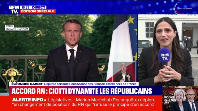 Proposition d'alliance RN/LR: Cette dissolution a au moins pour effet de faire tomber les masques , pour Éléonore Caroit (Renaissance)