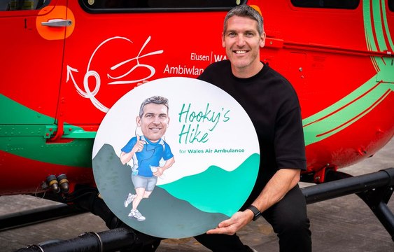 Former Wales rugby star James Hook completes 100-mile hike from Tenby to Mumbles for Wales Air Ambulance
