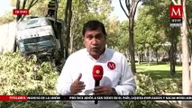 Tráiler se descarrila y choca en camellón en Canal de Chalco, Xochimilco