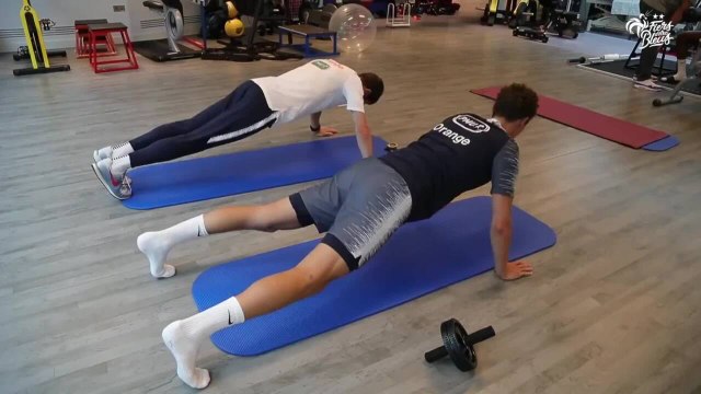Les Bleus en salle avant l'entrainement