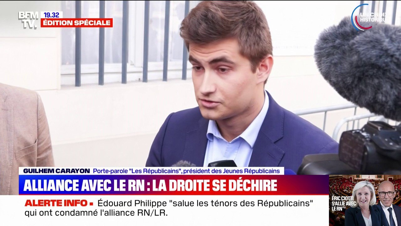Proposition d'alliance RN/LR: "Je crois à l'union des patriotes sincères", affirme Guilhem Carayon (porte-parole des Républicains)
