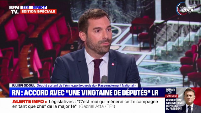 Alliance LR/RN aux législatives: Ce qui s'annonce, c'est la constitution d'une majorité nationale , assure Julien Odoul (RN)