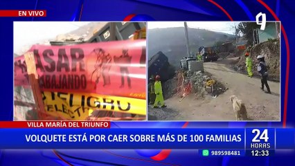 Emergencia en VMT: Volquete está a punto de caer sobre más de 100 familias