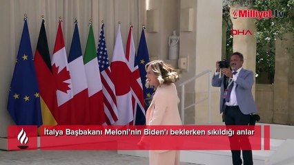 Meloni’nin Biden’ı beklerken sıkıldığı anlar! 'Bir kadın bu kadar bekletilmez'