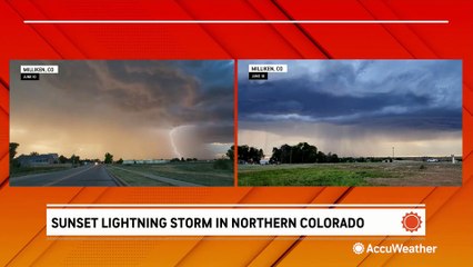 Sunset lightning storm makes for a spectacular sight in Colorado