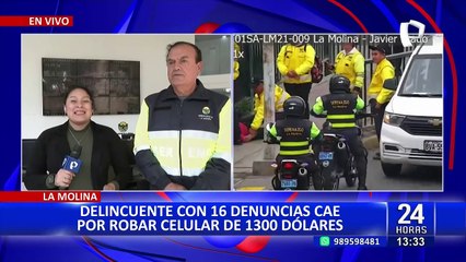 ¡Insólito! cae delincuente con 16 denuncias en La Molina