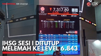 IHSG Sesi I Ditutup Melemah ke Level 6.843