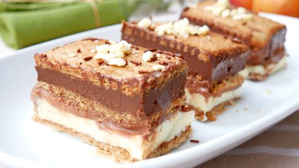 Tarta fría de galletas a los tres chocolates