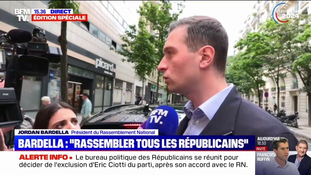 Législatives 2024: Jordan Bardella appelle à rassembler tous les républicains