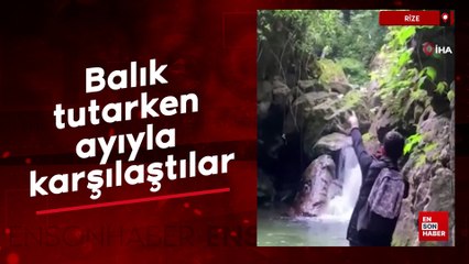Rize'de balık tutarken ayıyla karşılaştılar