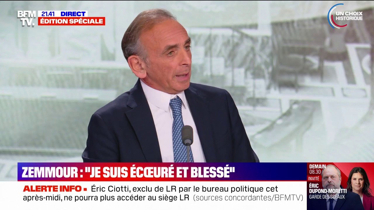 Éric Zemmour: "Je suis écœuré et blessé. J'ai accueilli très chaleureusement Marion Maréchal, comme j'ai accueilli ses trois compères en traîtrise: Guillaume Peltier, Nicolas Bay et Laurence Trochu"