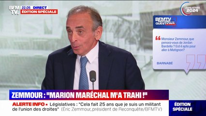 "Pensez-vous que Jordan Bardella est apte pour aller à Matignon?": Éric Zemmour répond à la question de Barnabé, téléspectateur de BFMTV