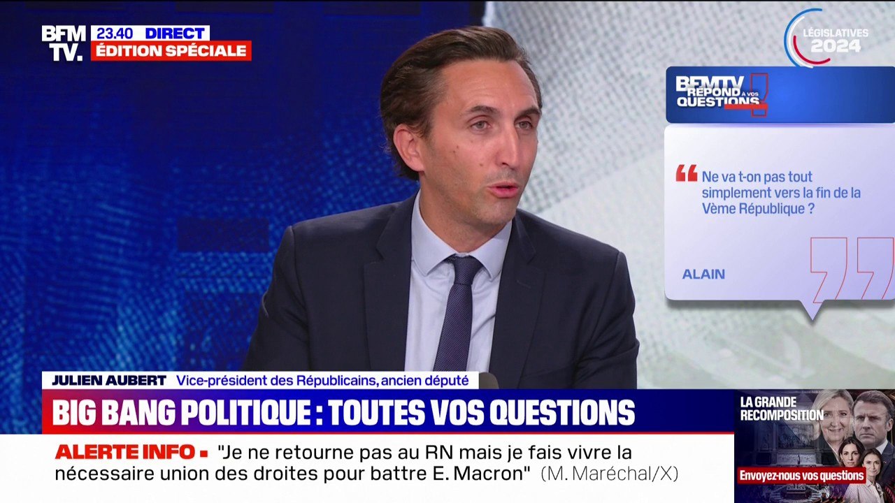 "Est-ce qu'on assiste à la fin de la Ve République?": Julien Aubert, vice-président des Républicains répond à la question d'Alain, spectateur BFMTV