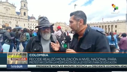 Educadores colombianos se manifiestan por modificación en la Ley Estatutaria de Educación