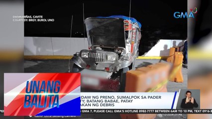 Jeep na nawalan daw ng preno, sumalpok sa pader ng parking facility; batang babae, patay matapos mabagsakan ng debris | Unang Balita