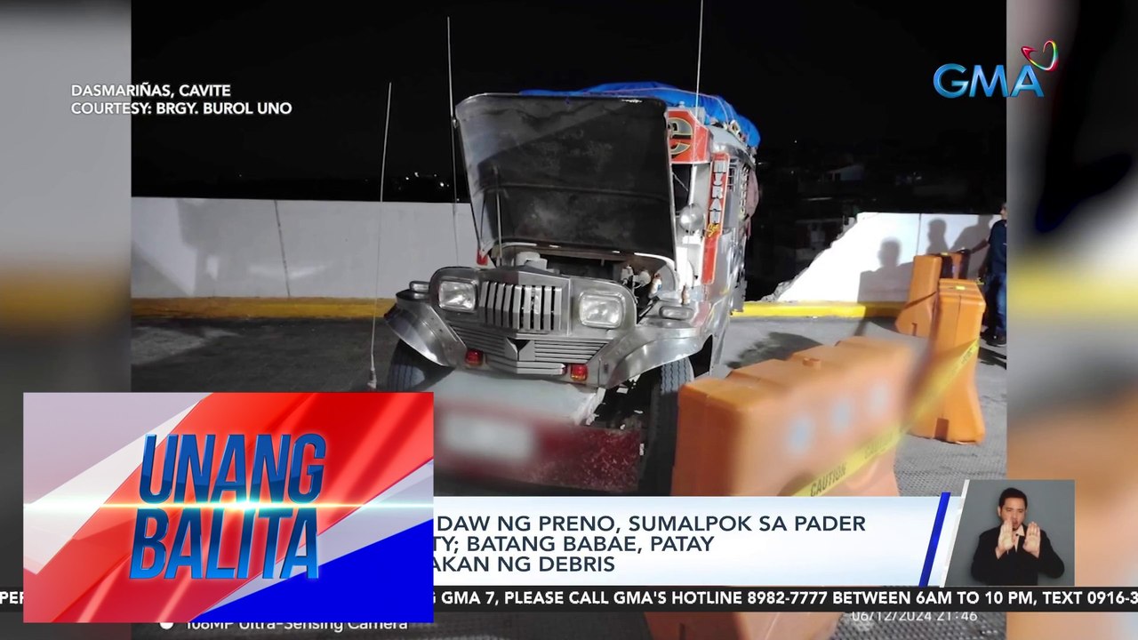Jeep na nawalan daw ng preno, sumalpok sa pader ng parking facility; batang babae, patay matapos mabagsakan ng debris | Unang Balita