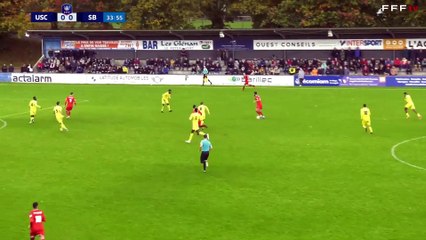 Ouverture du score de Tom Lebeau pour l'US Concarneau