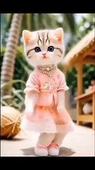 Cute cat like girl dancing