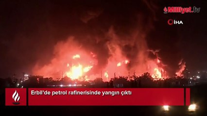Erbil'deki petrol rafinerisi alev alev! Art arda patlamalar oldu, AFP fotoğrafları geçti