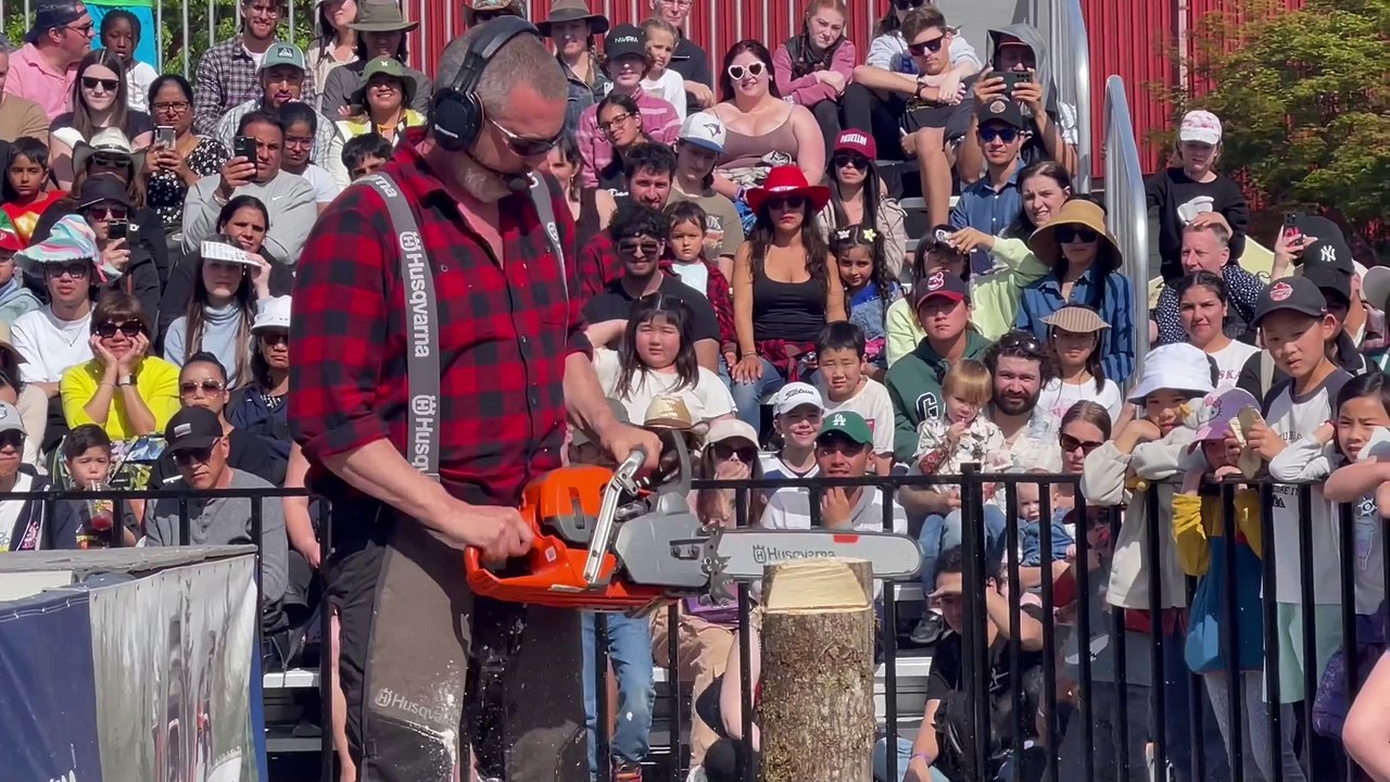 Cloverdale rodeo and country fair – lumberjack show by West Coast lumberjacks, Canada