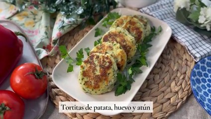Tortitas de patata, huevo y atún
