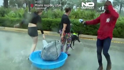 تصاویری از فرارسیدن فصل طوفان‌های سیل‌آسای فلوریدا همزمان با آب‌گرفتگی معابر در هالیوود