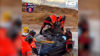 WATCH: Spanish firefighters save trapped driver in Murcia