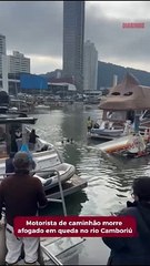 Motorista de caminhão morre afogado em queda no rio Camboriú