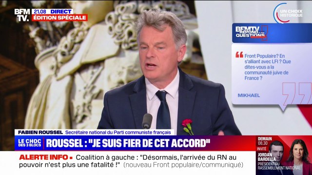 Front populaire? En s'alliant avec LFI? Que dites-vous à la communauté juive de France? : Fabien Roussel répond à la question de Mikhael, téléspectateur de BFMTV