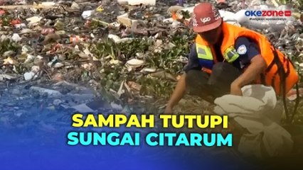 Download Video: Viral Sampah Tutupi Sungai Citarum, Pemprov Jabar Kerahkan Relawan dan Alat Berat