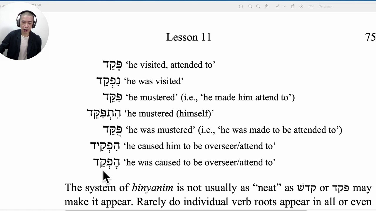 0011 Biblical Hebrew for busy people- Binyanim + Piel + Hifil