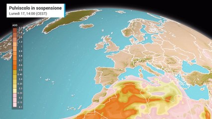 L'enorme nuvola di polvere desertica in arrivo sul Mediterraneo