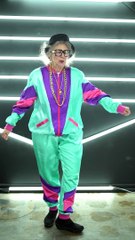 Old lady dance on the floor