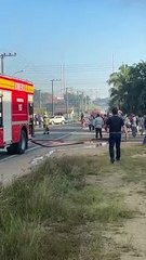 Loja de pneus incendiada em Morro da Fumaça