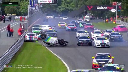 Audi TT Cup 2024 Oulton Park Race 1 Start Pile Up Swift Flip