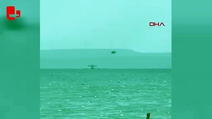 Sert iniş yapan yangın söndürme uçağı batmaya başladı
