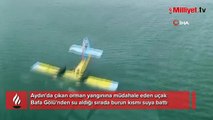 Aydın'da yangına müdahale eden uçak suya battı