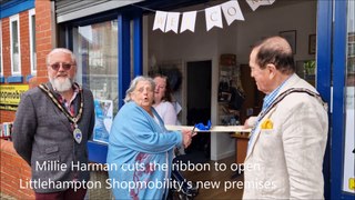 Millie Harman cuts the ribbon to open Littlehampton Shopmoblity's new premises